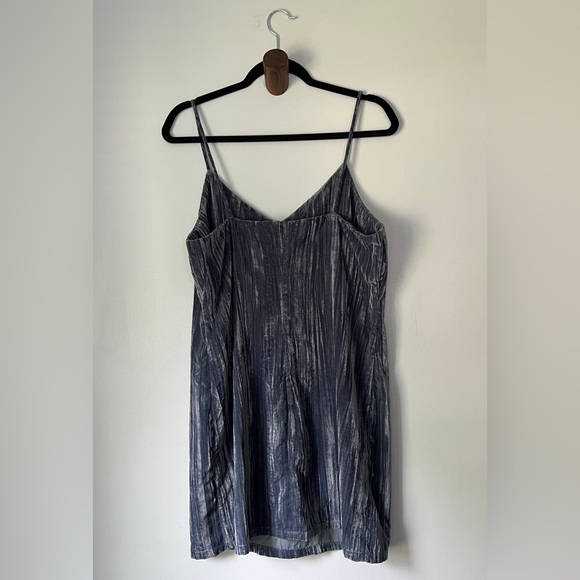 Elodie V-Neck Velvet Cami Dress in Blue Slate, Size Large - Picture 2 of 4